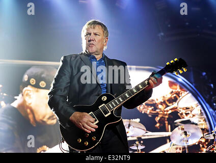 Rush Performing on the first night of Their 'Clockwork Angels' UK Tour at Manchester Arena  Featuring: Alex Lifeson Where: Manchester, United Kingdom When: 22 May 2013 Stock Photo