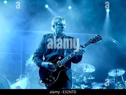 Rush Performing on the first night of Their 'Clockwork Angels' UK Tour at Manchester Arena  Featuring: Alex Lifeson Where: Manchester, United Kingdom When: 22 May 2013 Stock Photo