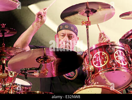 Rush Performing on the first night of Their 'Clockwork Angels' UK Tour at Manchester Arena  Featuring: Neil Peart Where: Manchester, United Kingdom When: 22 May 2013 Stock Photo