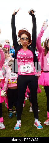 Amy Childs attends the Race for Life event at Weald Country Park in ...