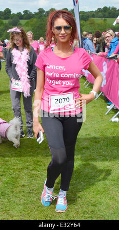 Amy Childs attends the Race for Life event at Weald Country Park in ...