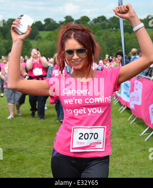 Amy Childs attends the Race for Life event at Weald Country Park in ...