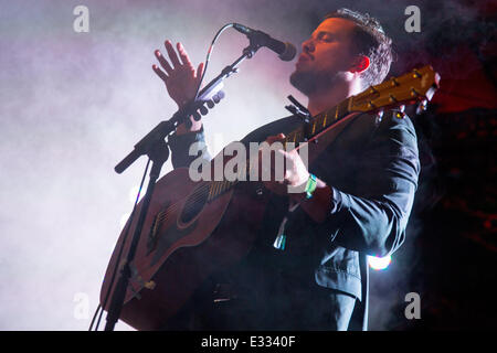 Dover, Delaware, USA. 21st June, 2014. ABNER RAMIREZ of the band Johnnyswim performs live at the 2014 Firefly Music Festival in Dover, Delaware Credit:  Daniel DeSlover/ZUMAPRESS.com/Alamy Live News Stock Photo