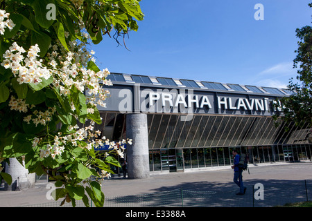 Prague main railway station Prague Hlavni Nadrazi, International station, Prague, Czech Republic, Europe Stock Photo