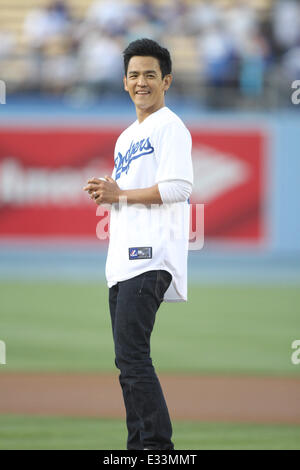 Celebrities at the LA Dodgers Vs Atlanta Braves MLB baseball game  Featuring: John Cho Where: Los Angeles, CA, United States When: 05 Jun 2013  Stock Photo - Alamy