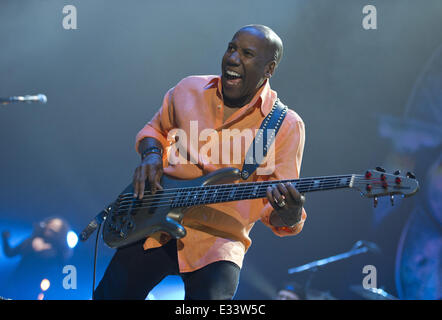 Toto performs to a sold-out crowd at Ziggo Dome  Featuring: Nathan East,Toto Where: Amsterdam, Netherlands When: 08 Jun 2013 Stock Photo