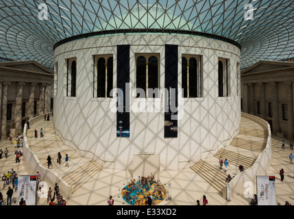 The Great Court of the British Museum, London, with banners advertising the Vikings exhibition Stock Photo