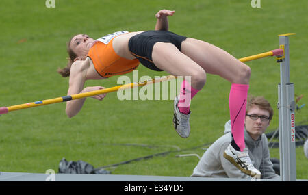 Braunschweig, Germany. 22nd June, 2014. Dutch Sietske Noorman during the high jump at the European Athletics Team Championships in the Eintracht Stadion in Braunschweig, Germany, 22 June 2014. Photo: Peter Steffen/dpa/Alamy Live News Stock Photo