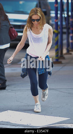 Leslie Mann out and about in Manhattan wearing sportswear and a see-through top  Featuring: Leslie Mann Where: New York City, NY, United States When: 24 Jun 2013 Stock Photo