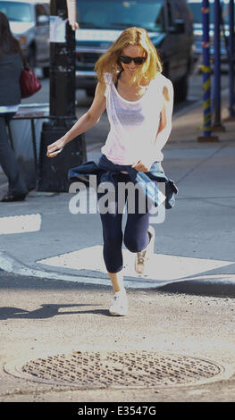 Leslie Mann out and about in Manhattan wearing sportswear and a see-through top  Featuring: Leslie Mann Where: New York City, NY, United States When: 24 Jun 2013 Stock Photo