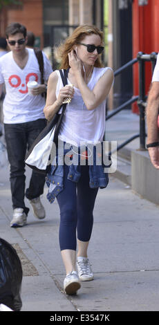 Leslie Mann out and about in Manhattan wearing sportswear and a see-through top  Featuring: Leslie Mann Where: New York City, NY Stock Photo