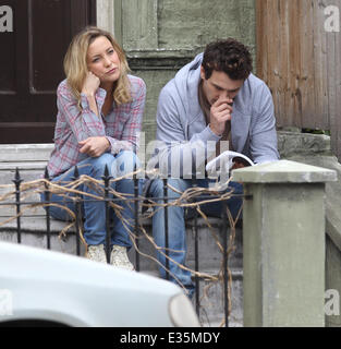 Kate Hudson, James Franco and Tom Wilkinson film scenes for the movie Good People in London  Featuring: James Franco,Kate Hudson Where: London, United Kingdom When: 03 Jul 2013 Stock Photo