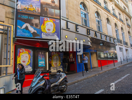 Paris, France, Outside French Movie Theater, Franco-American International FIlm Festival, Champs Elysees, Le Balzac Cinema, Posters, vintage cinema Stock Photo