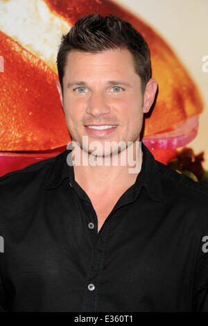 Nick Lachey at the launch of Wendy's Pretzel Bacon Cheeseburger