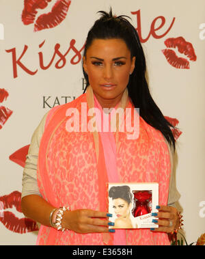 Katie Price promotes her new fragrance "Kissable" at Tesco Extra in