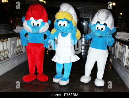 'The Smurfs 2' photocall at Eiffel Tower Bridge inside Paris Las Vegas Hotel  Featuring: Smurfs Where: Las Vegas, NV, United States When: 12 Jul 2013 Stock Photo