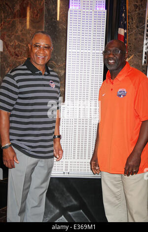 New York Mets legend Mookie Wilson and 15-time All-Star Ozzie Smith visit The Empire State Building to celebrate start of MLB All-Star Week  Featuring: Ozzie Smith,Mookie Wilson Where: New York City, NY, United States When: 13 Jul 2013 Stock Photo