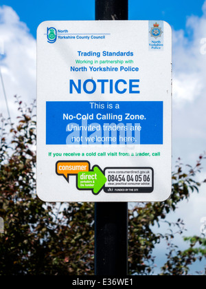 Police sign in a village warning that this is a No Cold Calling Area ...