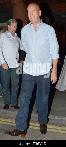 Celebrities outside C London Restaurant Featuring: Bruce Willis,Emma