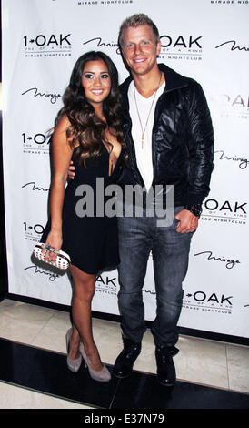 The Bachelor's Sean Lowe hosts a Wild Friday Night at 1 Oak Nightclub inside Mirage Hotel and Casino  Featuring: Sean Lowe,Catherine Giudici Where: Las Vegas, NV, United States When: 02 Aug 2013 Stock Photo