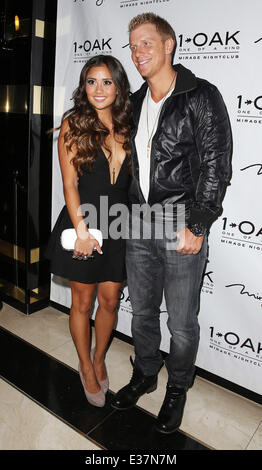 The Bachelor's Sean Lowe hosts a Wild Friday Night at 1 Oak Nightclub inside Mirage Hotel and Casino  Featuring: Sean Lowe,Catherine Giudici Where: Las Vegas, Nevada, United States When: 03 Aug 2013 Stock Photo