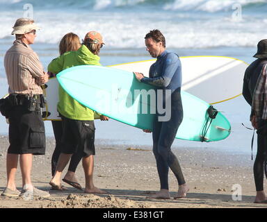 Helen Hunt filming and directing her new movie 'Ride' on Venice Beach. The film is about a mother who travels cross-country to California to be with her son after he decides to drop out of school and become a surfer.  Where: Los Angeles, California, Unite Stock Photo