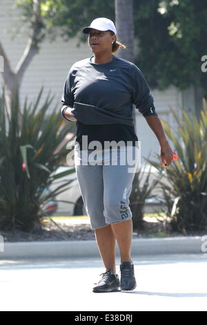 Queen Latifah heading to the gym  Featuring: Queen Latifah Where: Los Angles, CA, United States When: 15 Aug 2013 Stock Photo