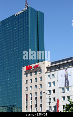 Intraco and Ibis Hotel Buildings in Warsaw Stock Photo