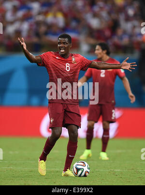 Manaus, Brazil. 22nd June, 2014. William Carvalho of Portugal reacts during the FIFA World Cup 2014 group G preliminary round match between the USA and Portugal at the Arena Amazonia Stadium in Manaus, Brazil, 22 June 2014. Photo: Marius Becker/dpa/Alamy Live News Stock Photo