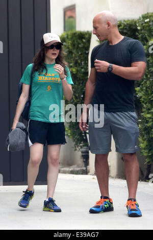 Ellen Page leaving the gym with celebrity personal trainer Harley