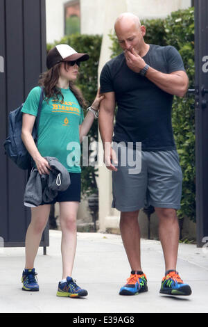 Ellen Page leaving the gym with celebrity personal trainer Harley