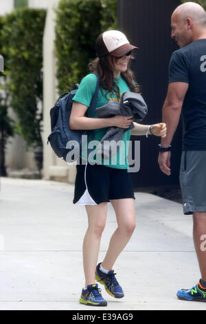 Ellen Page leaving the gym with celebrity personal trainer Harley