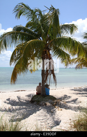 Crandon Park's beautiful two-mile beach is consistently named among the top ten beaches in the nation Stock Photo