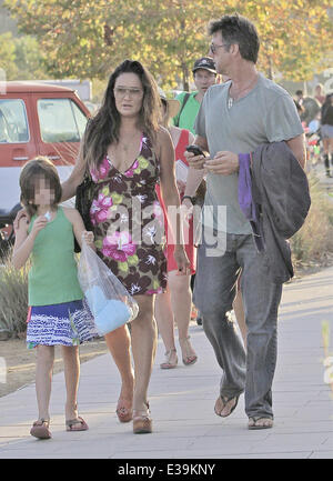 Tia Carrere and her family leaving the 32nd Annual Malibu Kiwanis Chili Cook-Off  Featuring: Tia Carrere,Bianca,Simon Wakelin Where: Malibu, California, United States When: 01 Sep 2013 Stock Photo