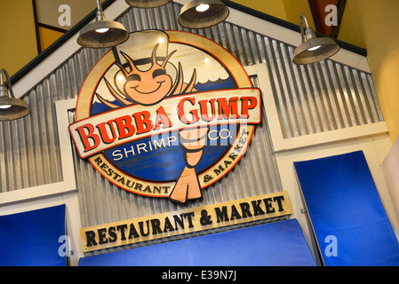 Bubba Gump Restaurant sign, at Navy Pier, Chicago Stock Photo