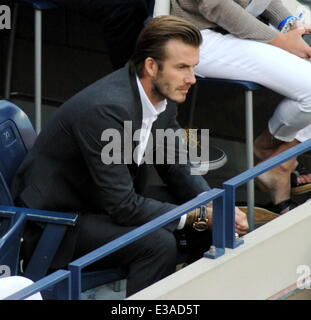 Celeberties came out in style to watch the Mens Final at the 2013 US Tennis Open.  Featuring: David Beckham Where: New York City, NY, United States When: 10 Sep 2013 Stock Photo