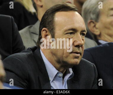 Celeberties came out in style to watch the Mens Final at the 2013 US Tennis Open.  Featuring: Kevin Spacey Where: New York City, NY, United States When: 10 Sep 2013 Stock Photo
