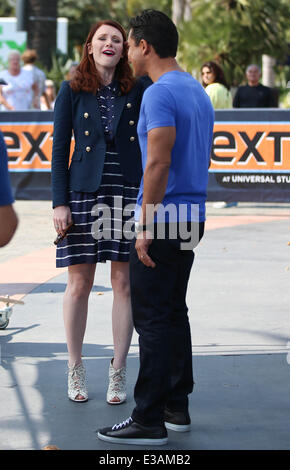 Bryce Dallas Howard appears the on Extra TV show hosted by Mario Lopez.  Featuring: Bryce Dallas Howard,Mario Lopez Where: Los Angeles, CA, United States When: 11 Sep 2013 Stock Photo