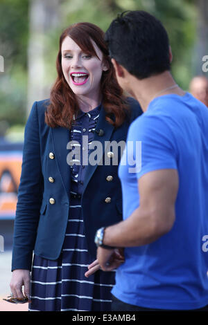 Bryce Dallas Howard appears the on Extra TV show hosted by Mario Lopez.  Featuring: Bryce Dallas Howard,Mario Lopez Where: Los Angeles, CA, United States When: 11 Sep 2013 Stock Photo