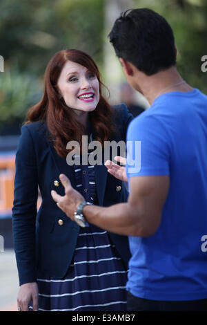 Bryce Dallas Howard appears the on Extra TV show hosted by Mario Lopez.  Featuring: Bryce Dallas Howard,Mario Lopez Where: Los Angeles, CA, United States When: 11 Sep 2013 Stock Photo