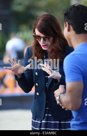 Bryce Dallas Howard appears the on Extra TV show hosted by Mario Lopez.  Featuring: Bryce Dallas Howard,Mario Lopez Where: Los Angeles, CA, United States When: 11 Sep 2013 Stock Photo