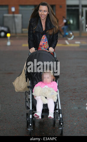 Pregnant Michelle Heaton and her baby daughter Faith at the ITV studios ...