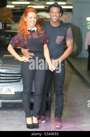 Oritse Williams and 'Stepping Out' partner AJ Azari outside the ITV studios  Featuring: Oritse Williams,AJ Azari Where: London, Stock Photo