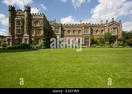 Hampton Court Castle i n Herefordshire is a 15th-century fortified manor house with ornate victorian walled gardens and a maze. Stock Photo