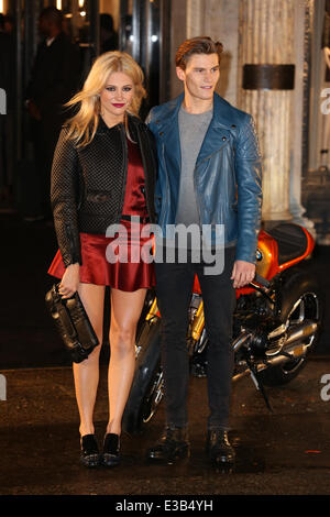 The Belstaff House & Celebrity Photocall and Motobike Parade  Featuring: Pixie Lott,Oliver Cheshire Where: London, United Kingdom When: 15 Sep 2013 Stock Photo