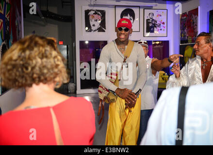 Artist Leonardo Hidalgo Kicks off Downtown Miami Art Days with the unveiling a one-of-a-kind Batman and Joker action-packed luxury art car  Featuring: Dennis Rodman Where: Miami, FL, United States When: 21 Sep 2013 Stock Photo