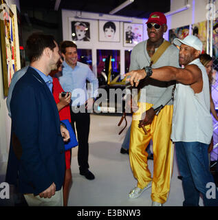 Artist Leonardo Hidalgo Kicks off Downtown Miami Art Days with the unveiling a one-of-a-kind Batman and Joker action-packed luxury art car  Featuring: Dennis Rodman Where: Miami, FL, United States When: 21 Sep 2013 Stock Photo