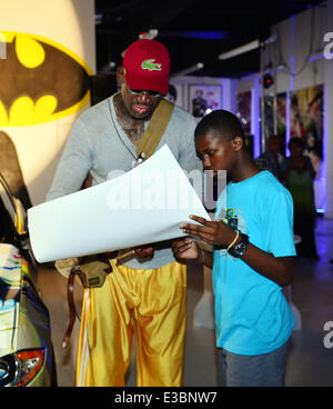 Artist Leonardo Hidalgo Kicks off Downtown Miami Art Days with the unveiling a one-of-a-kind Batman and Joker action-packed luxury art car  Featuring: Dennis Rodman Where: Miami, FL, United States When: 21 Sep 2013 Stock Photo