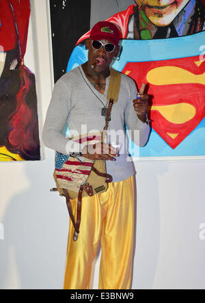 Artist Leonardo Hidalgo Kicks off Downtown Miami Art Days with the unveiling a one-of-a-kind Batman and Joker action-packed luxury art car  Featuring: Dennis Rodman Where: Miami, FL, United States When: 21 Sep 2013 Stock Photo