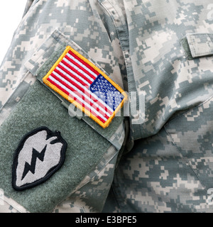 United States flag patch on the sleeve of army uniform Stock Photo